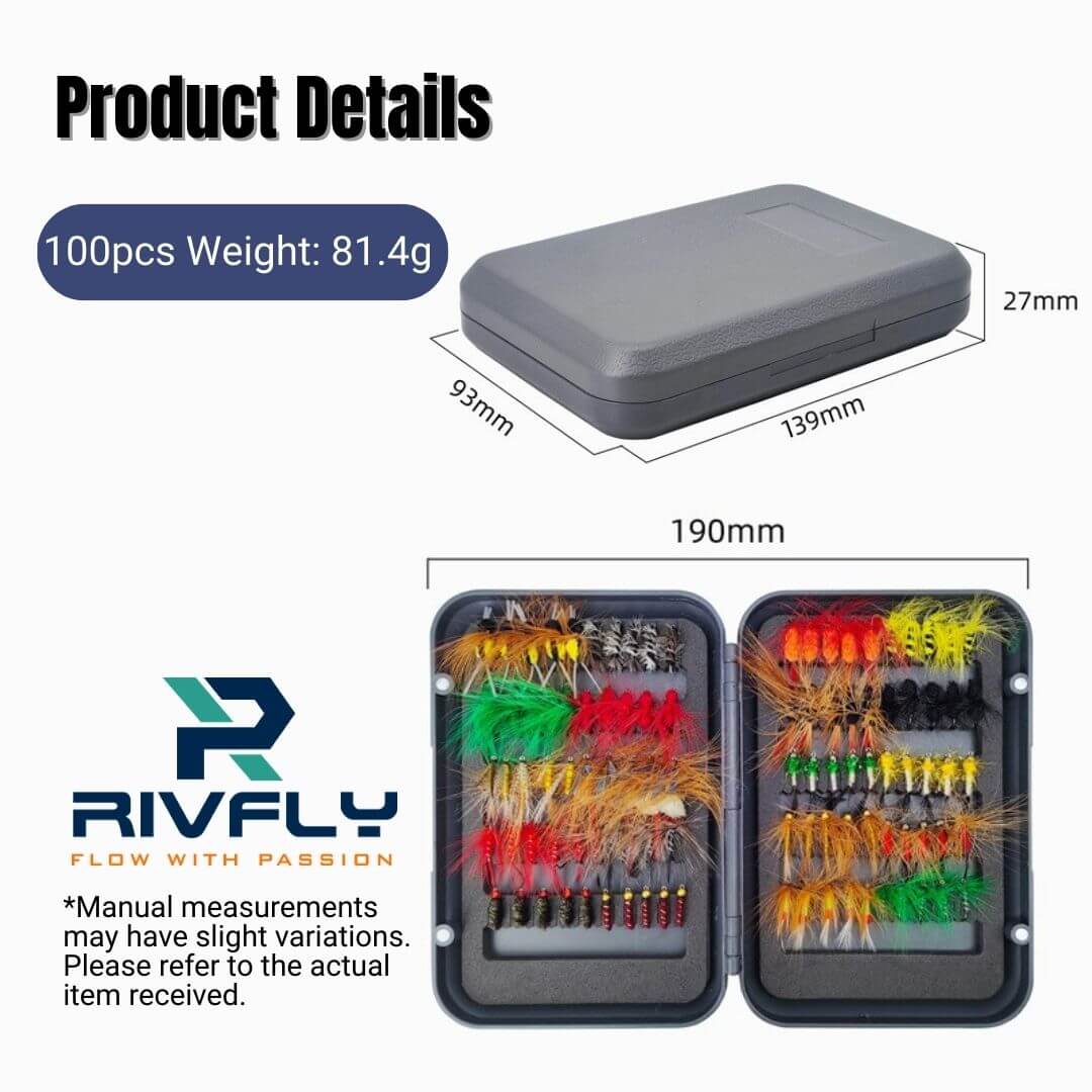 100pcs Four Seasons Trout Fly Assortment | Wet Flies, Nymphs & Streamers - RIVFLY