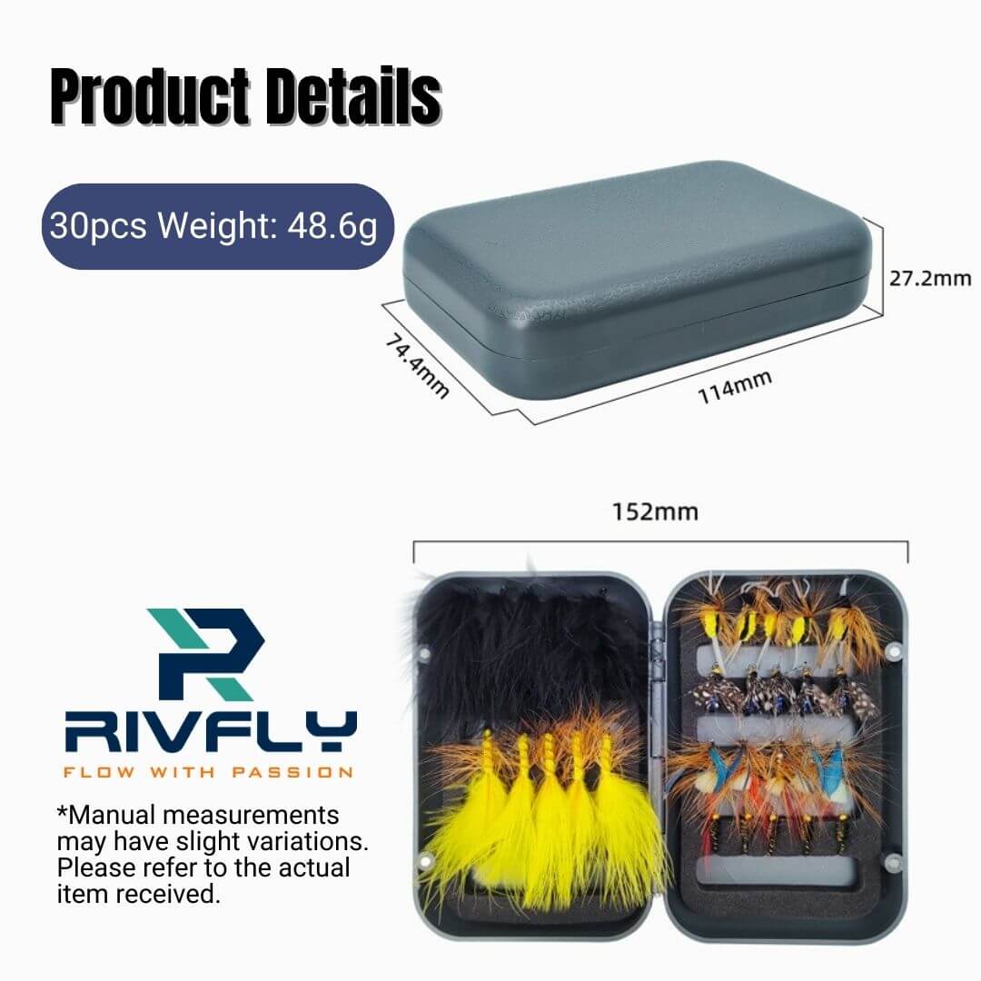 30pcs Loch - Style & Stillwater Fly Assortment | Trout Lures & Attractor Wet Flies with Box - RIVFLY