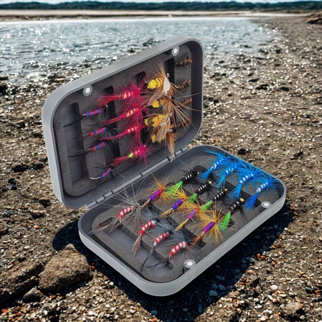 32pcs Vibrant Attractor Fly Assortment | Panfish, Bass & Trout Flies with Box - RIVFLY