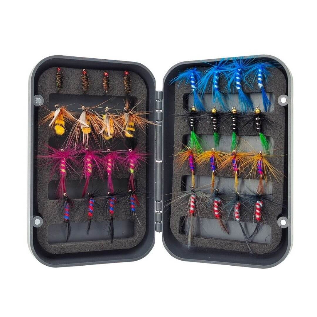 32pcs Vibrant Attractor Fly Assortment | Panfish, Bass & Trout Flies with Box - RIVFLY
