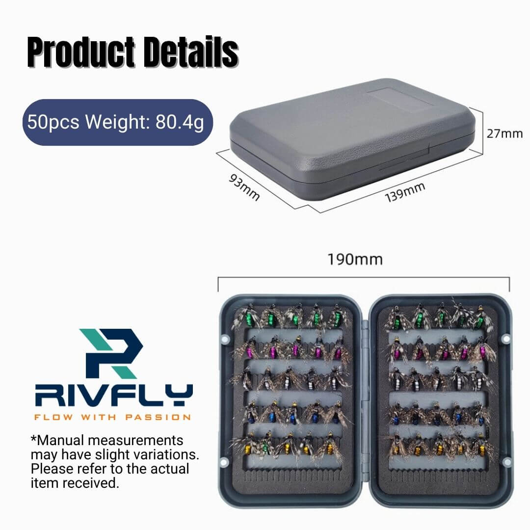 50pcs Hotspot Euro Nymph Assortment | Modern Competition Trout Flies - RIVFLY