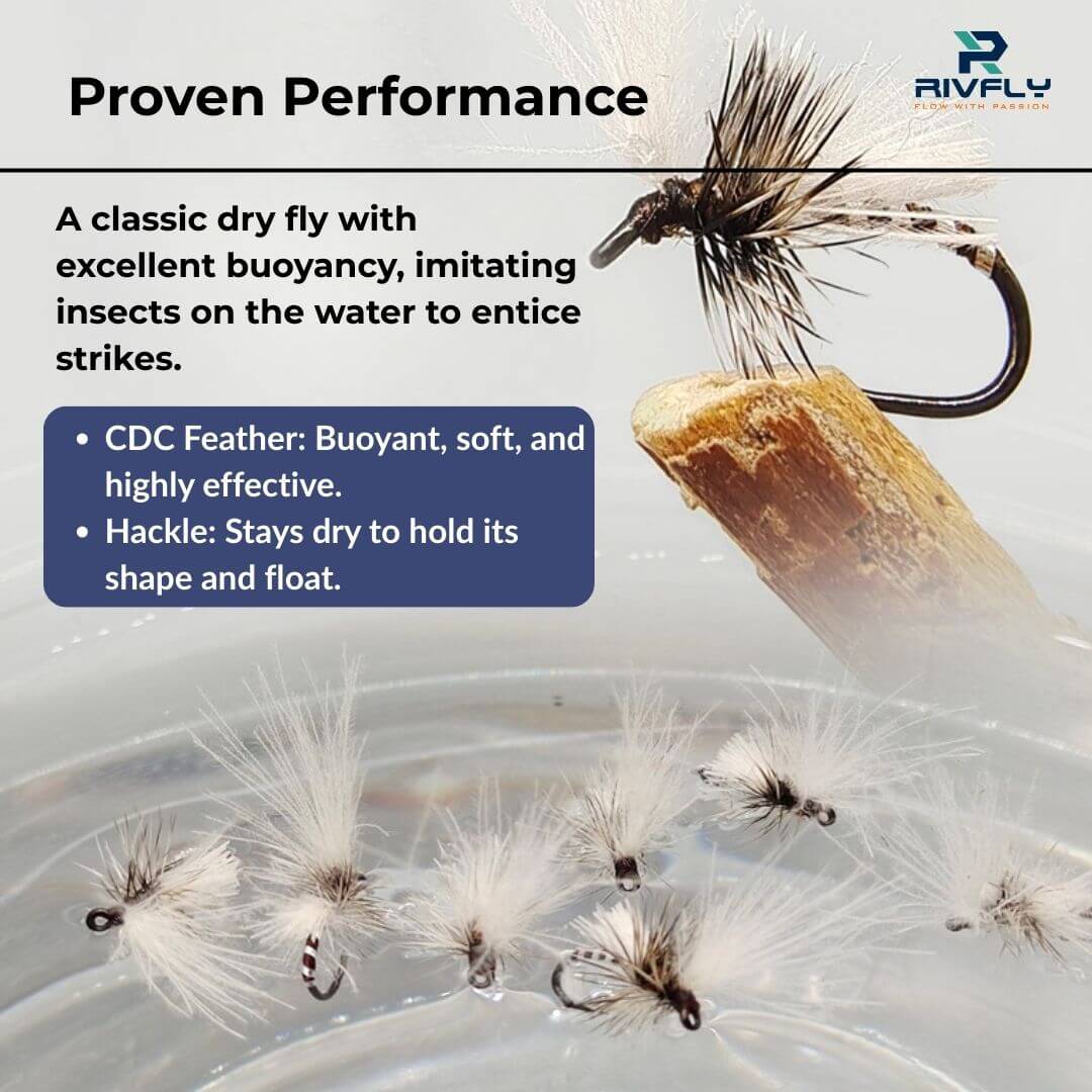 CDC & Hackle barbless Micro Midge Fly - RIVFLY