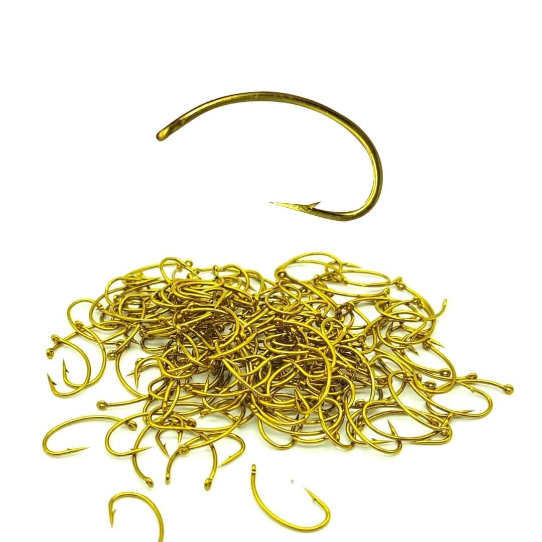 Rivfly Forged Scud & Pupa Hooks | Barbed Curved Shank Fly Tying Hooks - RIVFLY