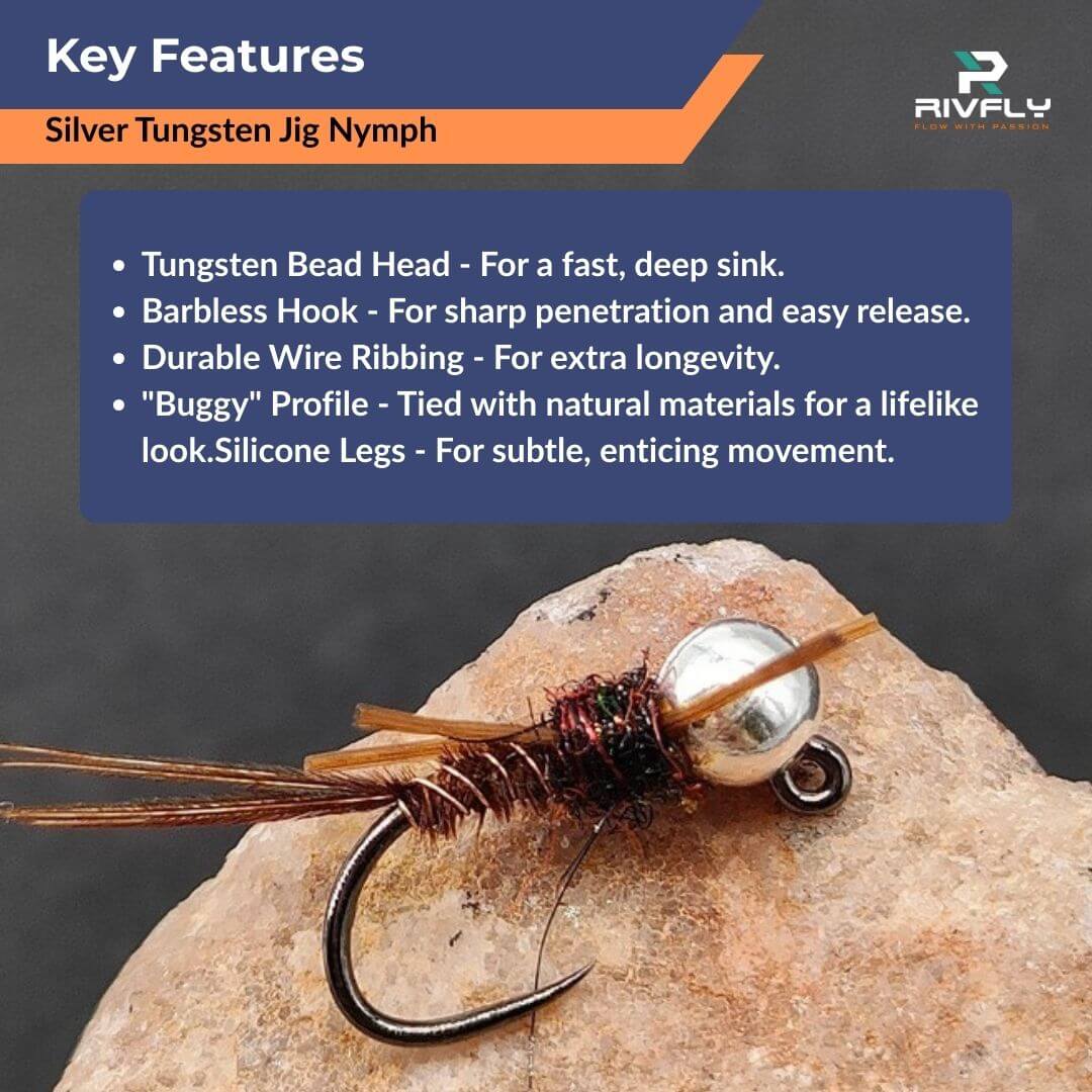 Silver Tungsten Jig Nymph - RIVFLY