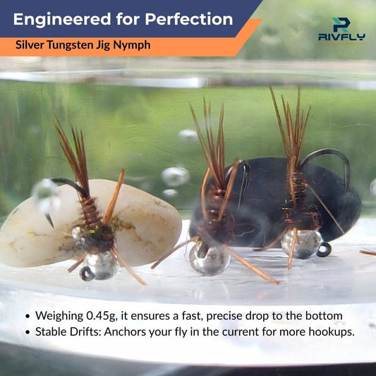 Silver Tungsten Jig Nymph - RIVFLY