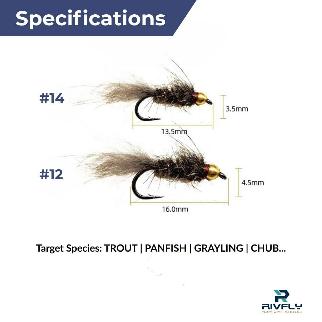 Squirrel Hair Nymph - Gold Bead Attractor Fly - RIVFLY