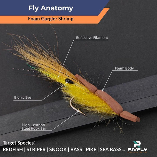 Foam Gurgler Shrimp｜ Topwater Saltwater Fly for Redfish & Snook - RIVFLY