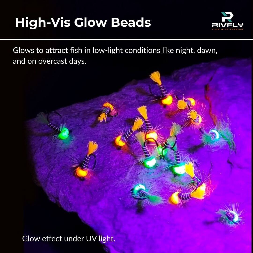 Glow Head Tungsten Euro Nymphing｜ Barbless Fast Sinking Jig Fly - RIVFLY