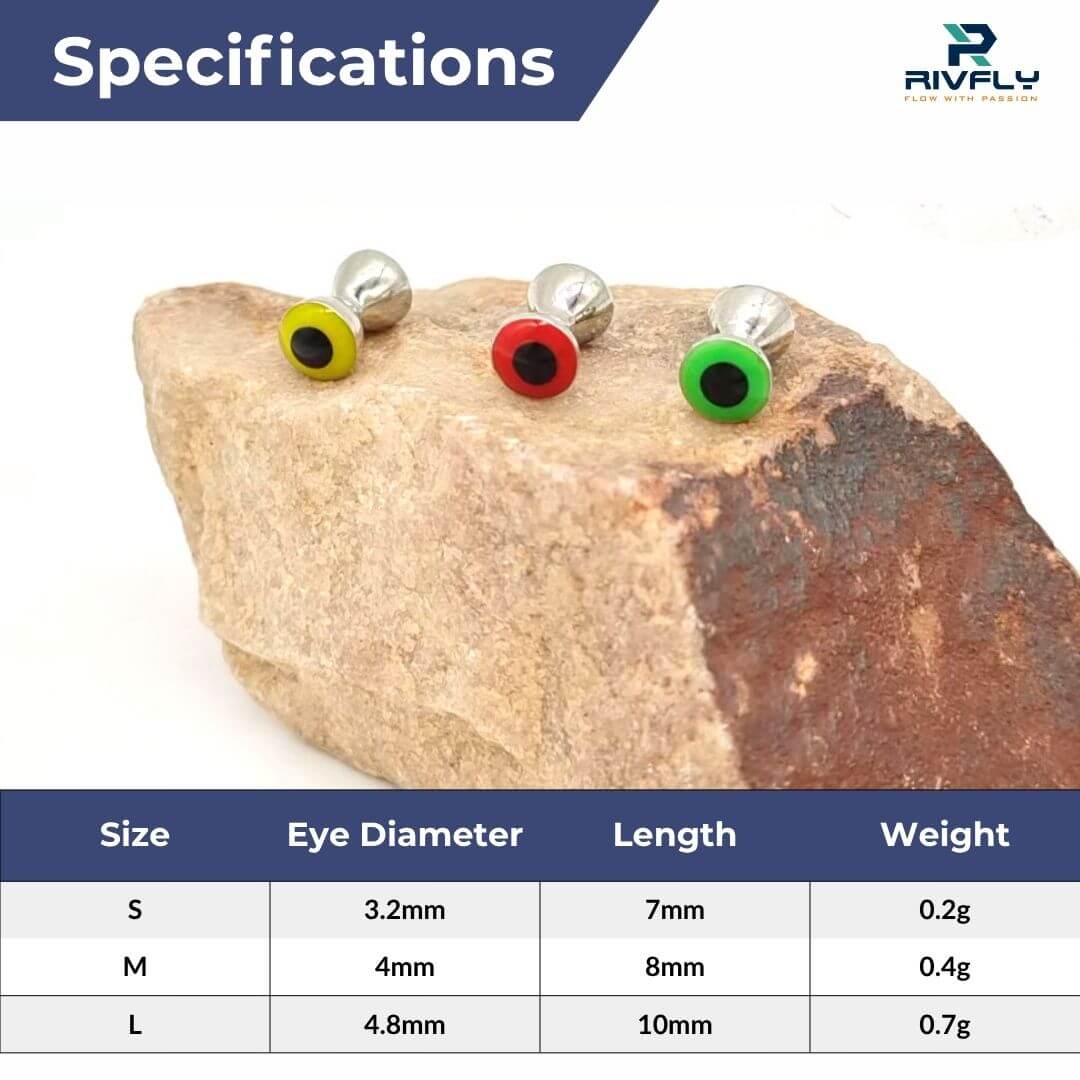 Rivfly Painted Dumbbell Eyes for Fly Tying | Weighted Streamer & Clouser Eyes - RIVFLY