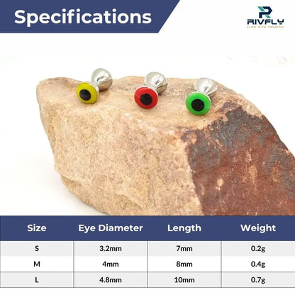 Rivfly Painted Dumbbell Eyes for Fly Tying | Weighted Streamer & Clouser Eyes - RIVFLY