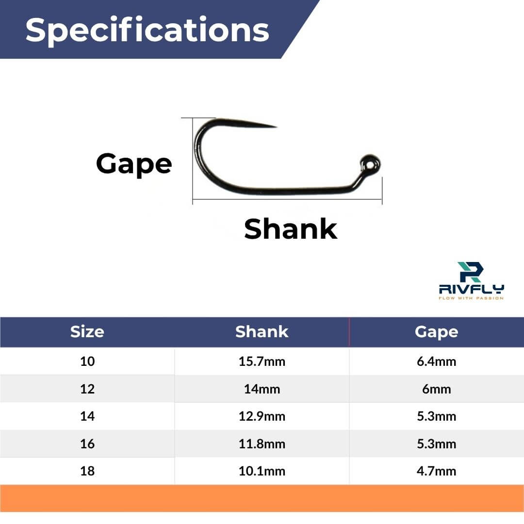 Rivfly Pro Competition Jig Hooks | Barbless Euro Nymph Hooks for Fly Tying - RIVFLY