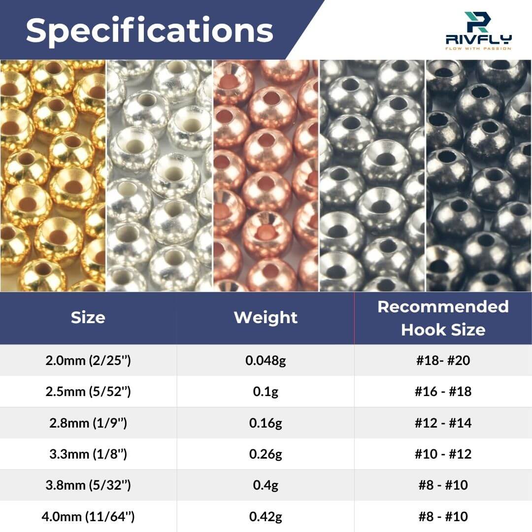 Rivfly Round Tungsten Beads for Fly Tying | Heavy Nymph Heads - RIVFLY