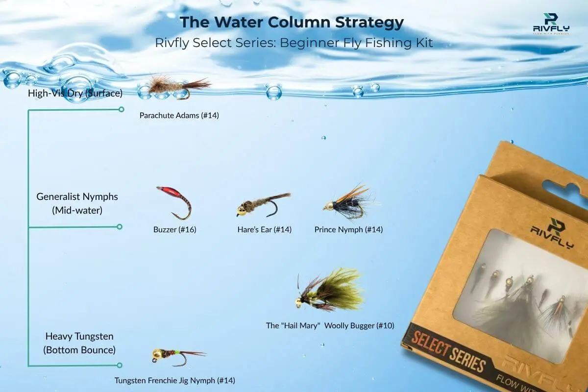 Rivfly Select Series: Beginner Fly Fishing Kit tried 30 flies can't catch fish fly fishing