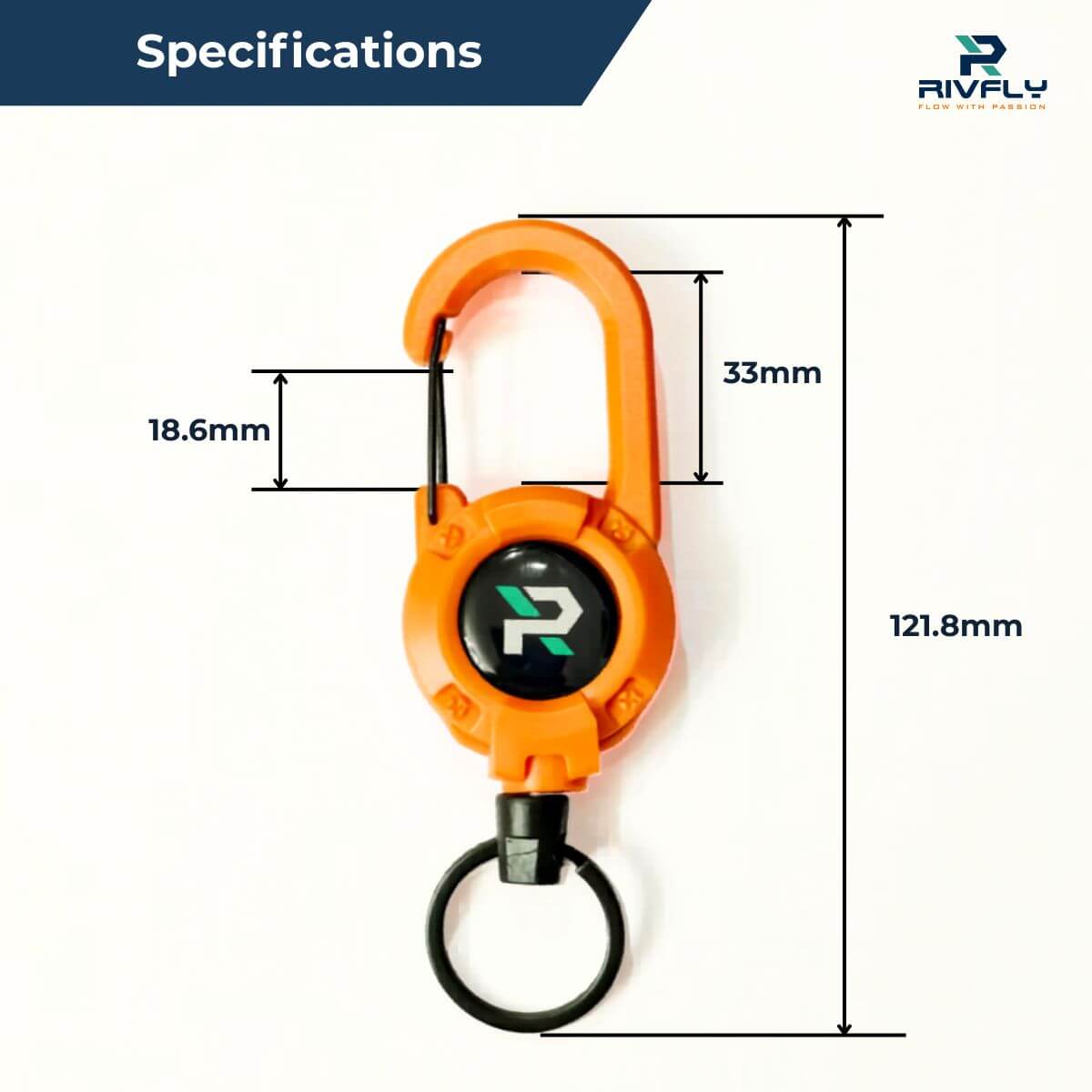 Fly Fishing Zinger Retractor – PE Cord | Carabiner Clip Fly Fishing Zinger size